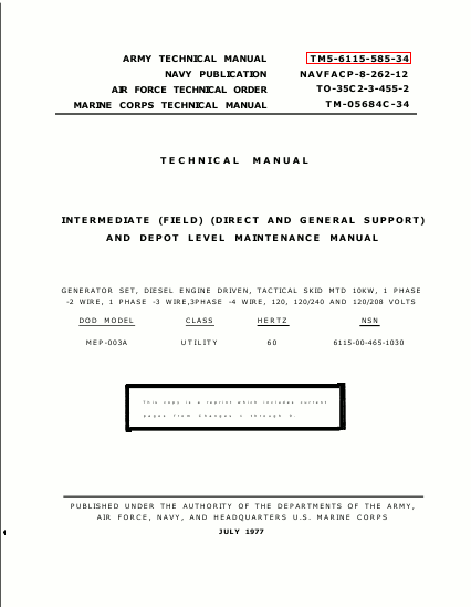 TM 5-6115-585-34 Technical Manual